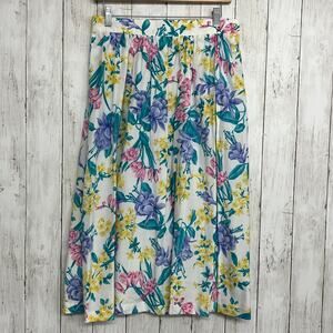 Lucia Petites Floral Bright Colorful Pleated Flowy Cottage Fairy Vintage Skirt